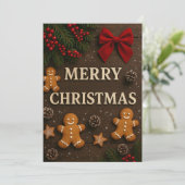 Vrolijk kerstbruin kerstkoekjes feestdagenkaart (Staand voorkant)