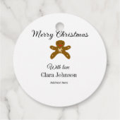 Vrolijk kerstbruine koekjes voeg naam met liefde h bedankjes labels (Achterkant)