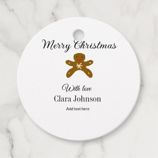Vrolijk kerstbruine koekjes voeg naam met liefde h bedankjes labels (Voorkant)