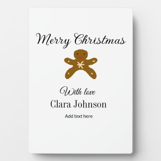 Vrolijk kerstbruine koekjes voeg naam met liefde h fotoplaat (voorkant)