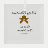 Vrolijk kerstbruine koekjes voeg naam met liefde h glas ornament (Achterkant)