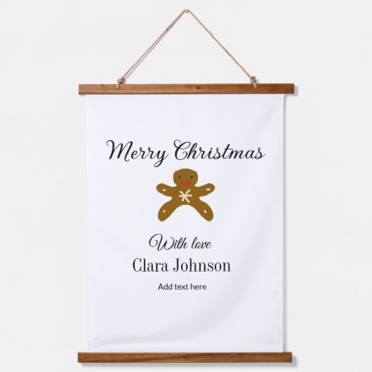 Vrolijk kerstbruine koekjes voeg naam met liefde h hangend wandkleed (Voorkant)