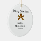 Vrolijk kerstbruine koekjes voeg naam met liefde h keramisch ornament (Rechts)