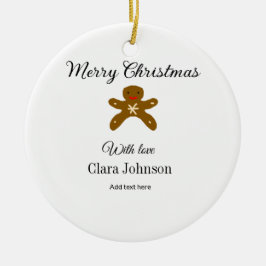 Vrolijk kerstbruine koekjes voeg naam met liefde h keramisch ornament