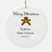 Vrolijk kerstbruine koekjes voeg naam met liefde h keramisch ornament (Achterkant)