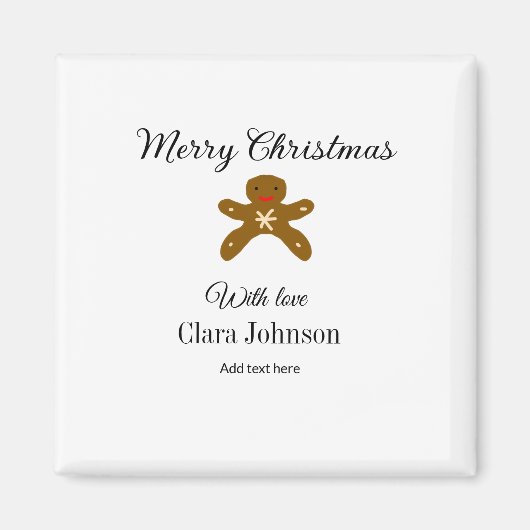 Vrolijk kerstbruine koekjes voeg naam met liefde h magneet (Voorkant)