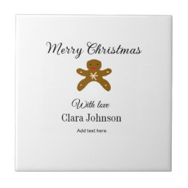 Vrolijk kerstbruine koekjes voeg naam met liefde h tegeltje