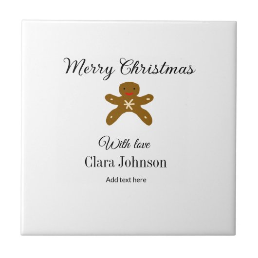 Vrolijk kerstbruine koekjes voeg naam met liefde h tegeltje (Voorkant)