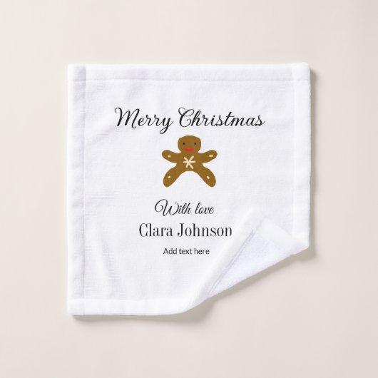 Vrolijk kerstbruine koekjes voeg naam met liefde h washandje (Wasdoekje)