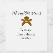 Vrolijk kerstbruine koekjes voeg naam met liefde h wijn etiket (Enkel label)