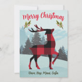 Vrolijk kerstbuffel met kalveren, rendieren en bom feestdagenkaart (Voorkant)