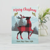 Vrolijk kerstbuffel met kalveren, rendieren en bom feestdagenkaart (Staand voorkant)