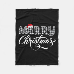 Vrolijk kerstbuffel zwart en wit geruit voor fleece deken
