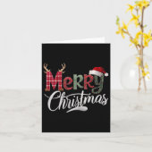 Vrolijk kerstbuffel zwart en wit geruit voor kaart (Gele Bloem)