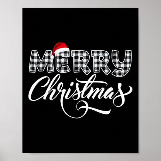 Vrolijk kerstbuffel zwart en wit geruit voor poster (Voorkant)