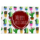 Vrolijk kerstcactus patroon large cadeautasje (Achterkant)