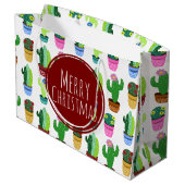Vrolijk kerstcactus patroon large cadeautasje (Achterkant Gekanteld)