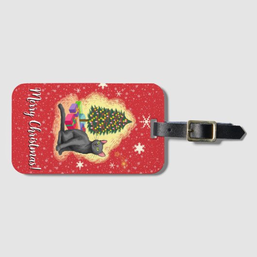 Vrolijk kerstcadeat bagagelabel (Voorkant (horizontaal))