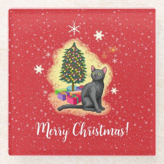 Vrolijk kerstcadeat glazen onderzetter (Voorkant)