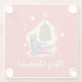 Vrolijk kerstcadeat glazen onderzetter (Achterkant)