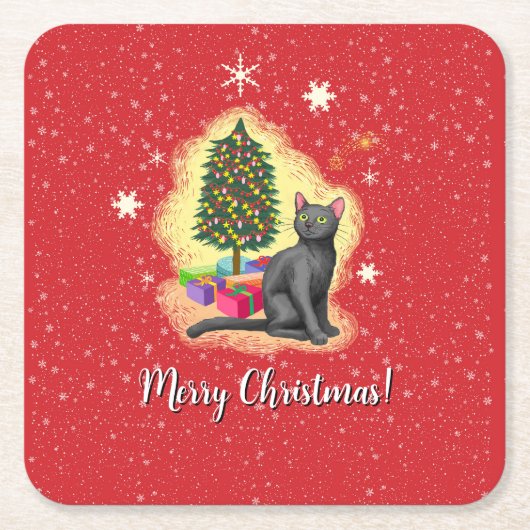 Vrolijk kerstcadeat kartonnen onderzetters (Voorkant)