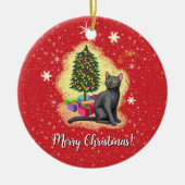 Vrolijk kerstcadeat keramisch ornament (Voorkant)