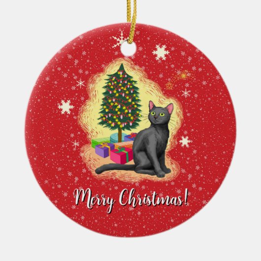 Vrolijk kerstcadeat keramisch ornament (Voorkant)