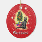 Vrolijk kerstcadeat keramisch ornament (Links)