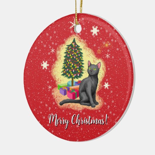 Vrolijk kerstcadeat keramisch ornament (Links)