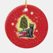 Vrolijk kerstcadeat keramisch ornament (Achterkant)