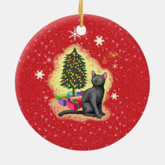 Vrolijk kerstcadeat keramisch ornament (Achterkant)