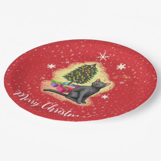 Vrolijk kerstcadeat papieren bordje (Gekanteld)