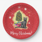 Vrolijk kerstcadeat papieren bordje (Voorkant)