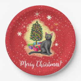 Vrolijk kerstcadeat papieren bordje