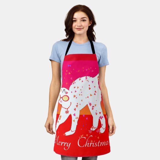 Vrolijk kerstcadeat schort (Gedragen)