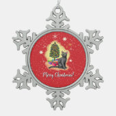 Vrolijk kerstcadeat tin sneeuwvlok ornament (Voorkant)