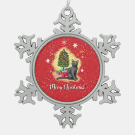 Vrolijk kerstcadeat tin sneeuwvlok ornament