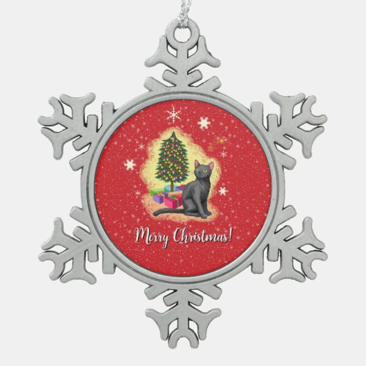 Vrolijk kerstcadeat tin sneeuwvlok ornament (Voorkant)