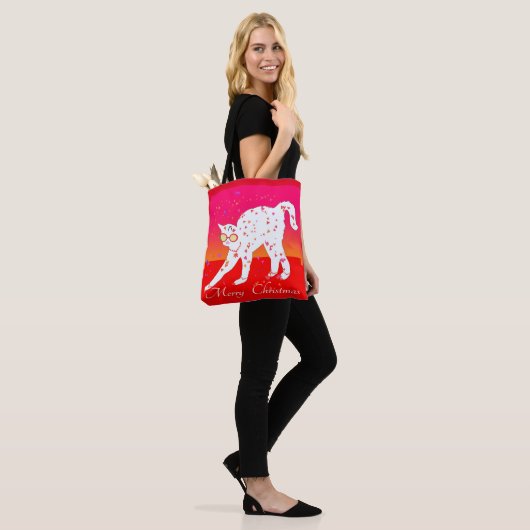 Vrolijk kerstcadeat tote bag (Op model)
