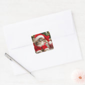 Vrolijk kerstcadeat vierkante sticker (Envelop)