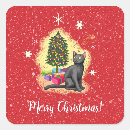 Vrolijk kerstcadeat vierkante sticker (Voorkant)