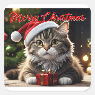 Vrolijk kerstcadeat vierkante sticker