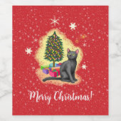 Vrolijk kerstcadeat wijn etiket (Enkel label)