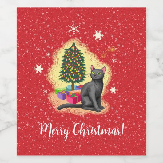 Vrolijk kerstcadeat wijn etiket (Enkel label)