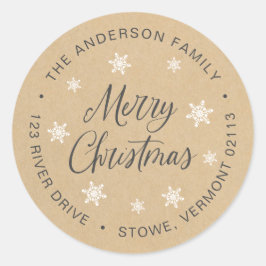 Vrolijk kerstcadeau, aangepast kraft Brown-retoura Ronde Sticker