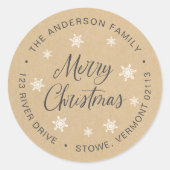 Vrolijk kerstcadeau, aangepast kraft Brown-retoura Ronde Sticker (Voorkant)