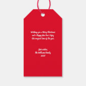 Vrolijk kerstcadeau-Amerikaans kerstman, rood Cadeaulabel (Achterkant)