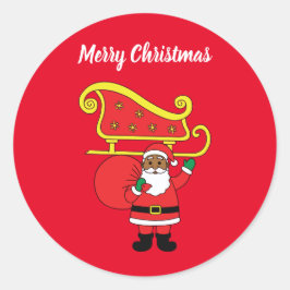 Vrolijk kerstcadeau-Amerikaans kerstman, rood Ronde Sticker