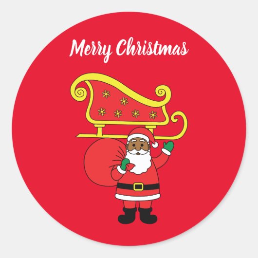 Vrolijk kerstcadeau-Amerikaans kerstman, rood Ronde Sticker (Voorkant)
