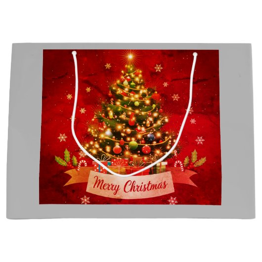 Vrolijk kerstcadeau boodschappentas groot cadeauzakje (Voorkant)